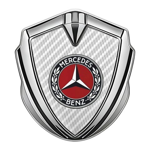 Mercedes Benz 3D Car Metal Domed Emblem Silver White Carbon Circle Logo