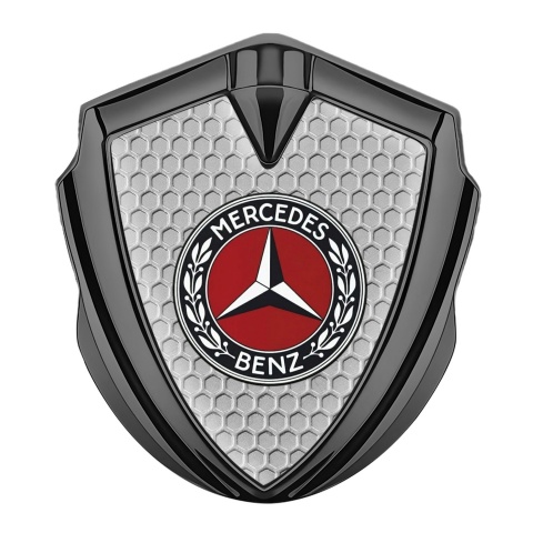 Mercedes Benz Bodyside Domed Emblem Graphite Grey Hex Red Laurel Ring