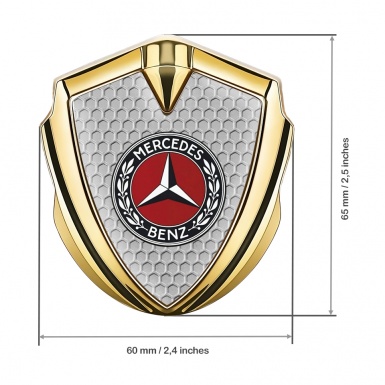 Mercedes Benz Bodyside Domed Emblem Gold Grey Hex Red Laurel Ring