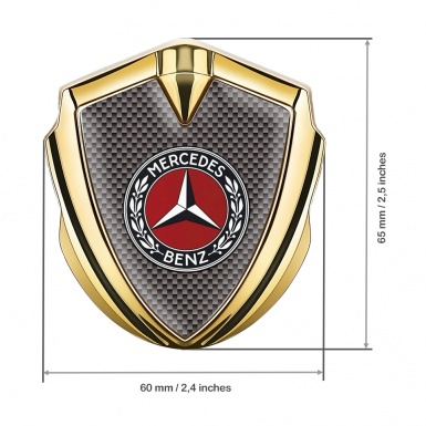 Mercedes Benz Bodyside Badge Self Adhesive Gold Grey Carbon Red Ring