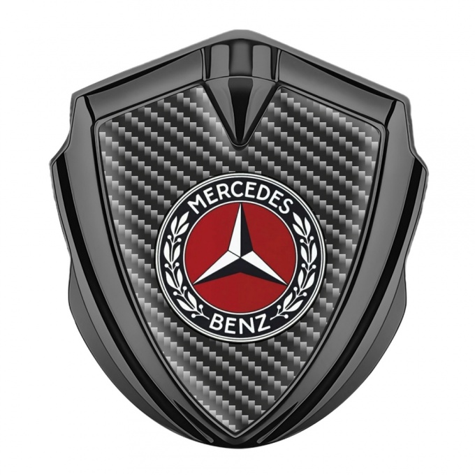 Mercedes Benz Tuning Emblem Self Adhesive Graphite Grey Carbon Red Circle