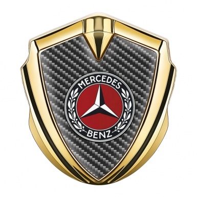 Mercedes Benz Tuning Emblem Self Adhesive Gold Grey Carbon Red Circle