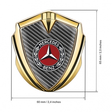 Mercedes Benz Tuning Emblem Self Adhesive Gold Grey Carbon Red Circle