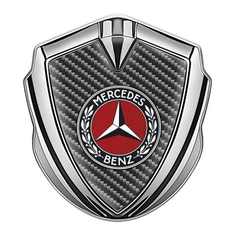 Mercedes Benz Tuning Emblem Self Adhesive Silver Grey Carbon Red Circle