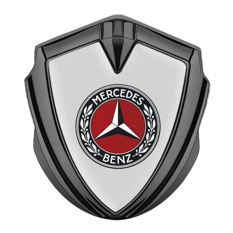 Mercedes Benz Fender Metal Domed Emblem Graphite Grey Base Red Ring