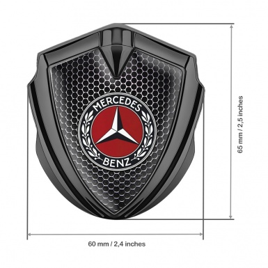 Mercedes Benz Fender Emblem Badge Graphite Dark Grate Red Circle Laurel