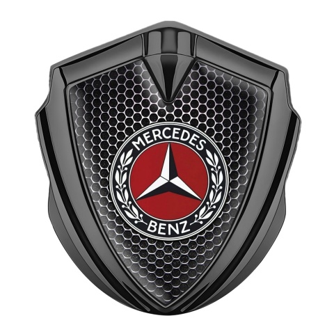 Mercedes Benz Fender Emblem Badge Graphite Dark Grate Red Circle Laurel