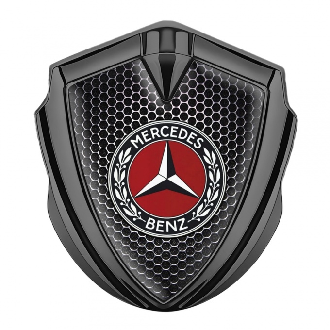 Mercedes Benz Fender Emblem Badge Graphite Dark Grate Red Circle Laurel