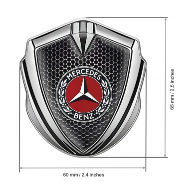 Mercedes Benz Fender Emblem Badge Silver Dark Grate Red Circle Laurel