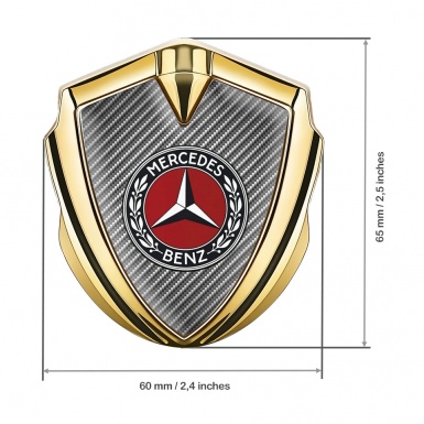 Mercedes Benz Fender Metal Domed Emblem Gold Light Carbon Laurel Ring