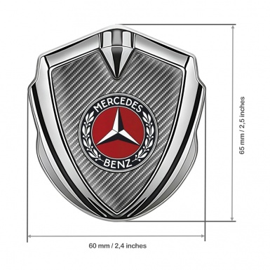 Mercedes Benz Fender Metal Domed Emblem Silver Light Carbon Laurel Ring