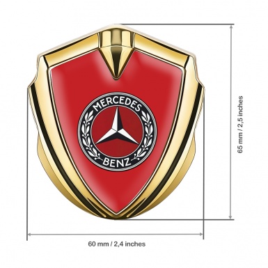 Mercedes Benz Self Adhesive Bodyside Emblem Gold Red Base Laurel Ring