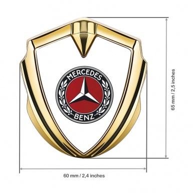 Mercedes Benz Self Adhesive Bodyside Emblem Gold White Red Laurel Ring