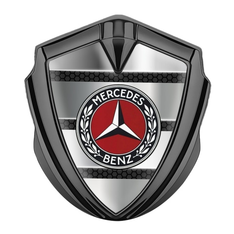 Mercedes Benz Emblem Abzeichen selbstklebend Graphit Tonfarbe mit Metallplatten Effekt Basis