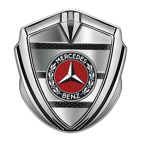 Mercedes Benz Emblem Abzeichen selbstklebend Silbertonfarbe mit Metallplatten Effekt Basis