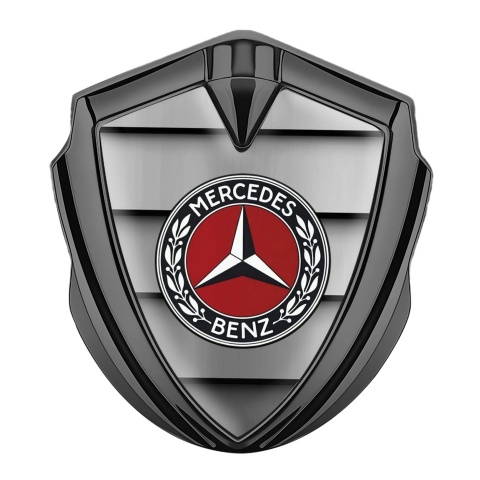 Mercedes Benz Emblem Aufkleber Autozubehor Graphit Tonfarbe mit Frontgrill Basis Design und Rotes Kreis Logo
