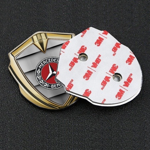 Mercedes Benz Emblem Aufkleber Autozubehor Goldtonfarbe mit Frontgrill Basis Design und Rotes Kreis Logo