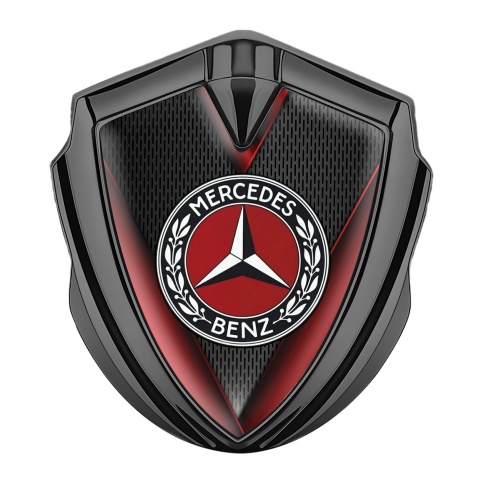 Mercedes Benz Emblem Abzeichen Graphit Tonfarbe mit Rote Details Basis und Rotes Kreis Logo