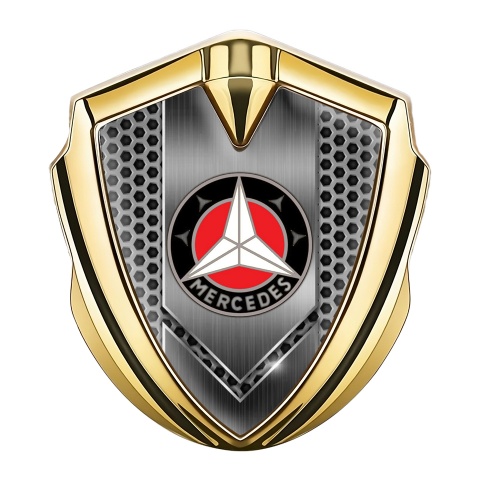 Mercedes Benz Emblem Abzeichen selbstklebend Goldtonfarbe mit 3D basis Design und Weiss logo