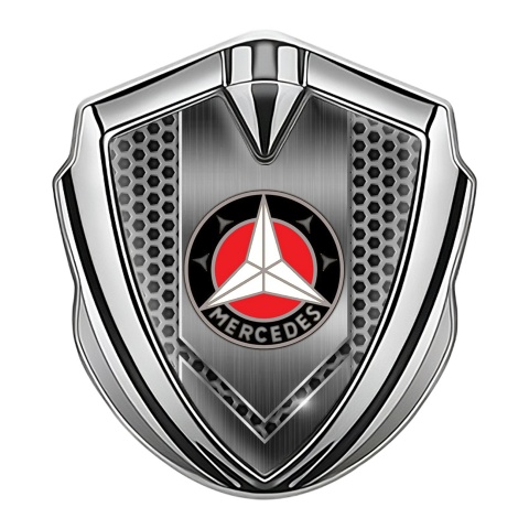 Mercedes Benz Emblem Abzeichen selbstklebend Silbertonfarbe mit 3D basis Design und Weiss logo