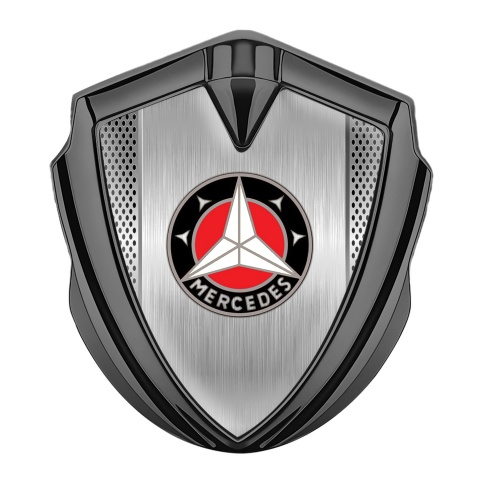 Mercedes Emblem Auto Zeichen Graphit Tonfarbe mit Lichtnetzwerk Hintergrund Stil und Weiss Logo