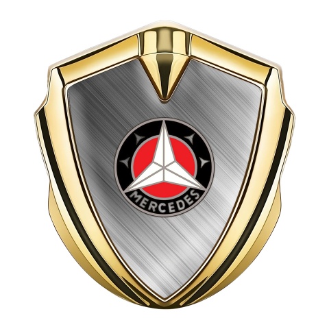 Mercedes Selbstklebendes Metallaufkleber Emblem mit Goldtonfarbe Beschichtete Legierung Hintergrund