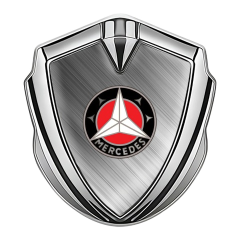 Mercedes Selbstklebendes Metallaufkleber Emblem mit Silbertonfarbe Beschichtete Legierung Hintergrund