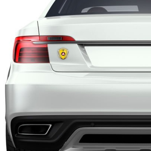 Mercedes Emblem Aufkleber Autozubehor Goldtonfarbe mit Gelb Fundaments und Weisser Stern Logo
