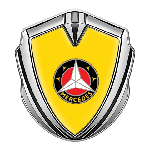 Mercedes 3D Car Metal Domed Emblem Silver Yellow Foundation Circle Logo