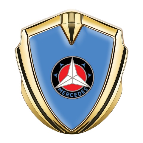 Mercedes Bodyside Domed Emblem Gold Blue Foundation Circle Star Logo 