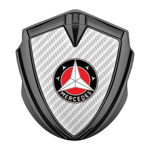 Mercedes Emblem Logo Schriftzug Aufkleber mit Graphit Tonfarbe Weiss Carbon Fundaments