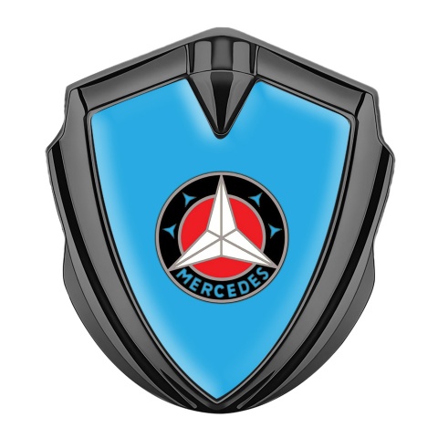 Mercedes Fender Emblem Badge Graphite Sky Blue Base Circle Logo Variant