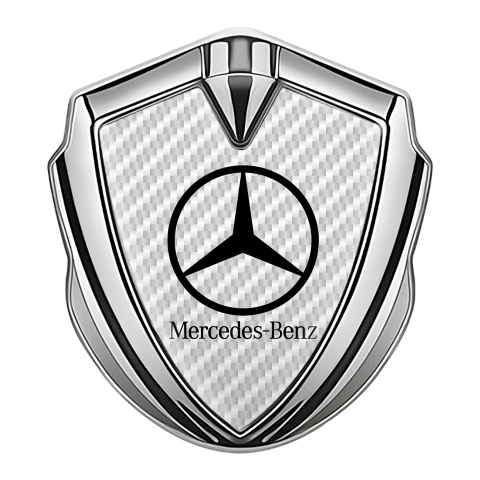 Mercedes Benz Trunk Emblem Badge Silver White Carbon Classic Black Logo