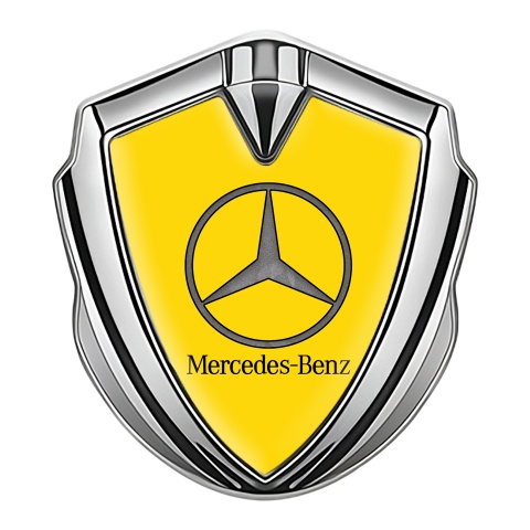 Mercedes Self Adhesive Bodyside Emblem Silver Yellow Textured Classic Logo