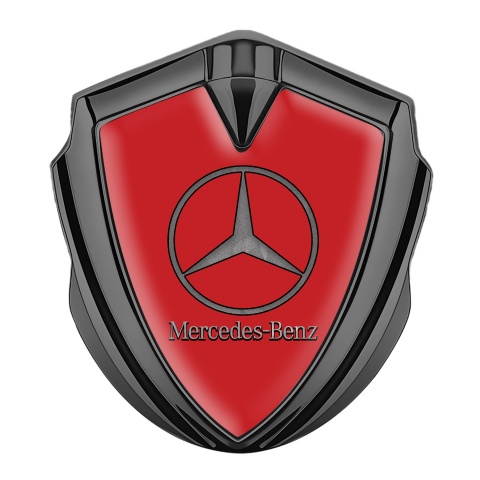 Mercedes 3D Car Metal Domed Emblem Graphite Red Vintage Pattern Logo