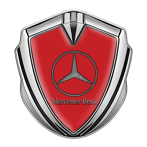 Mercedes 3D Car Metal Domed Emblem Silver Red Vintage Pattern Logo