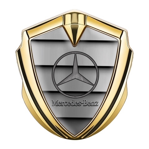 Mercedes Benz Tuning Emblem Self Adhesive Gold Metal Bars Classic Logo