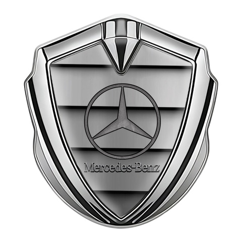 Mercedes Benz Tuning Emblem Self Adhesive Silver Metal Bars Classic Logo