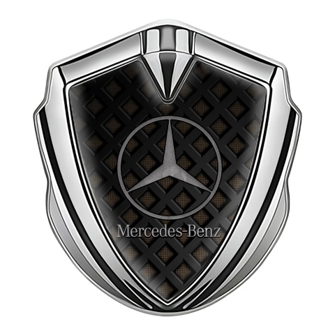 Mercedes Benz Fender Emblem Badge Silver Brown Texture Sandy Logo Design
