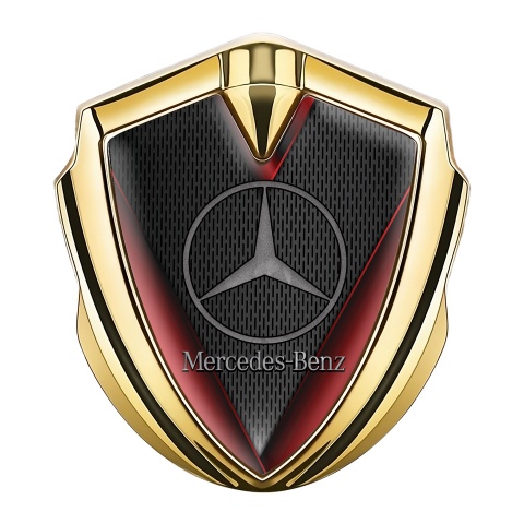 Mercedes Benz Trunk Emblem Badge Gold Dark Grating Red Elements Design