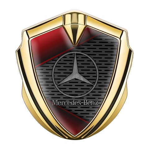 Mercedes Benz Trunk Metal Emblem Badge Gold Dark Grille Red Blade Design