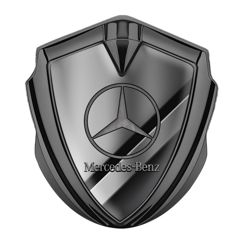 Mercedes Benz 3D Car Metal Domed Emblem Graphite Grey Gradient Classic Logo