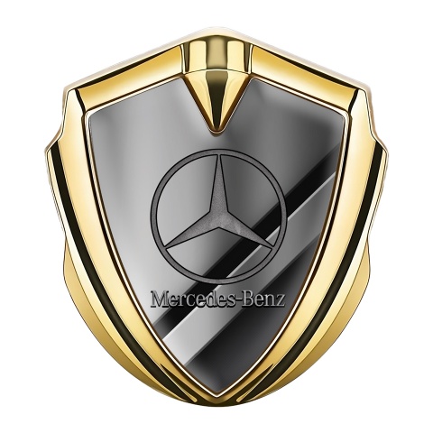 Mercedes Benz 3D Car Metal Domed Emblem Gold Grey Gradient Classic Logo