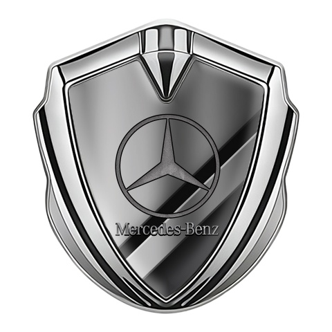 Mercedes Benz 3D Car Metal Domed Emblem Silver Grey Gradient Classic Logo