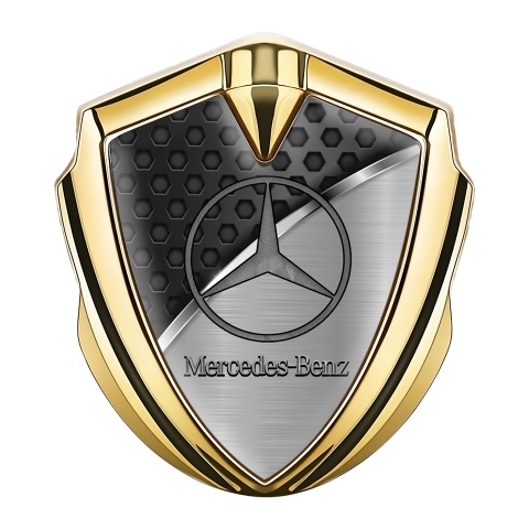 Mercedes Benz Bodyside Domed Emblem Gold Dark Hex Chrome Stripe