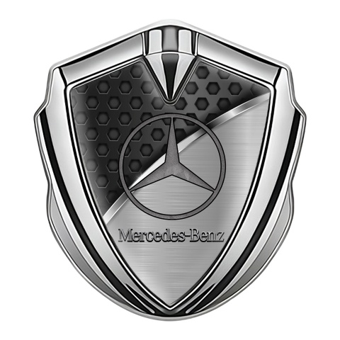 Mercedes Benz Bodyside Domed Emblem Silver Dark Hex Chrome Stripe