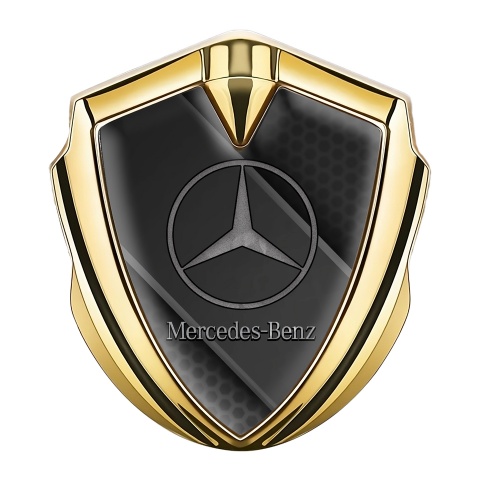 Mercedes Benz Bodyside Badge Self Adhesive Gold Hex Diagonal Plate