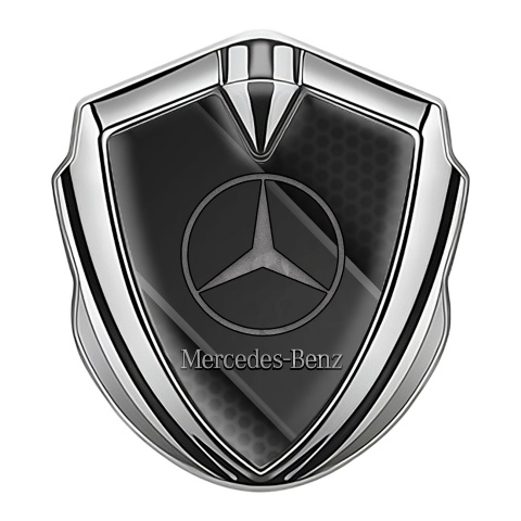 Mercedes Benz Bodyside Badge Self Adhesive Silver Hex Diagonal Plate