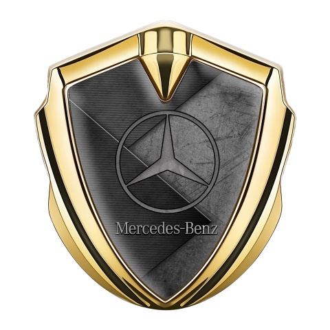Mercedes Benz Fender Emblem Badge Gold Scratched Surface Panels Design