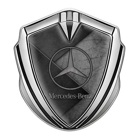Mercedes Benz Fender Emblem Badge Silver Scratched Surface Panels Design